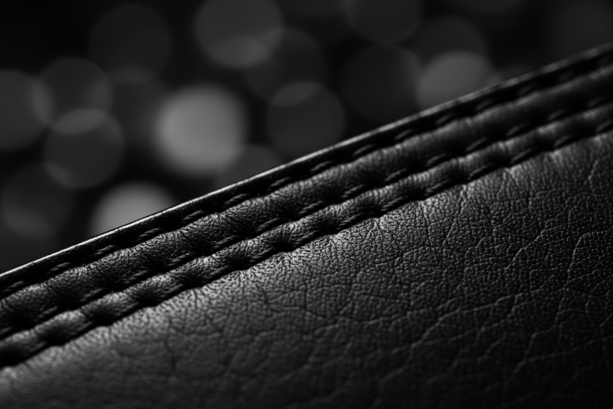 Détail couture cuir noir